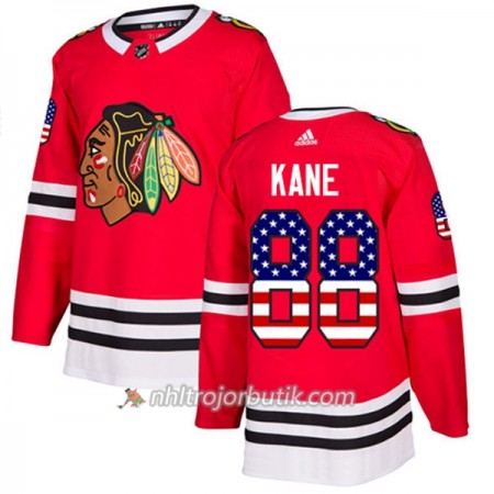 Män Ishockey Chicago Blackhawks Tröja Patrick Kane 88 Adidas 2017-2018 Röd USA Flag Fashion Authentic